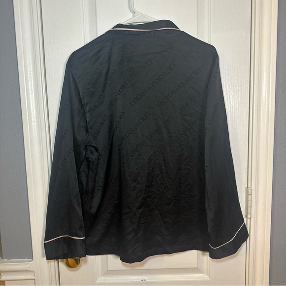 Victoria Secret Pajama Shirt Dress Black Casual Women's Long Sleeve Size Medium - Picture 7 of 9